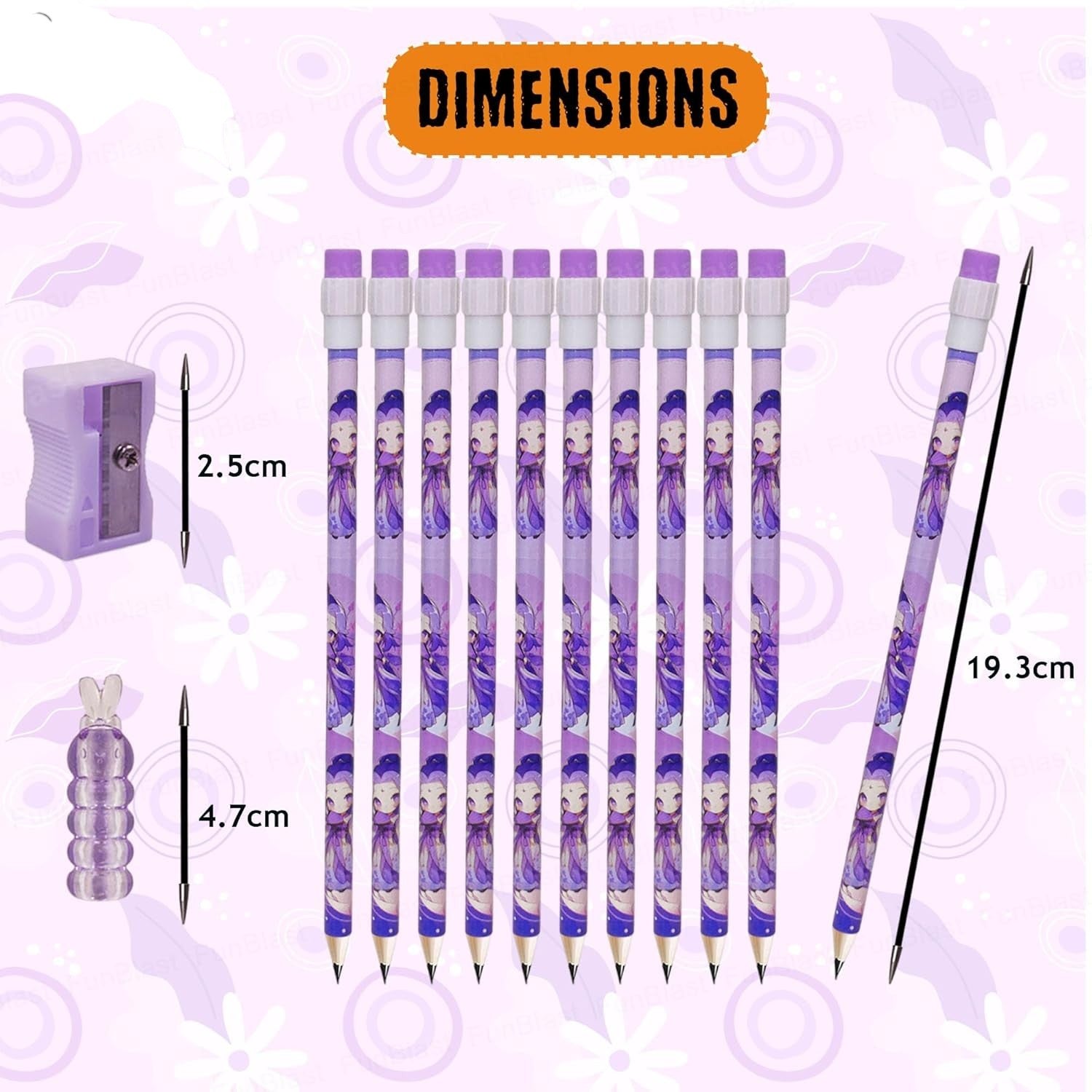 Cute Lotus Flower Princesses themed pencil set for children, comes with ten HB pencils and a sharpener, a delightful stationery kit available in www.usmile.toys